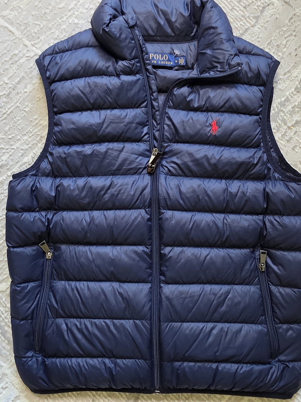 Polo Ralph Lauren Mens Medium Navy Quilted Down Filled Packable Puffer Vest